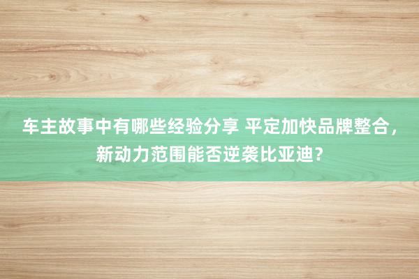 车主故事中有哪些经验分享 平定加快品牌整合，新动力范围能否逆袭比亚迪？