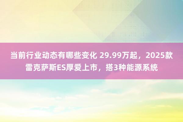 当前行业动态有哪些变化 29.99万起，2025款雷克萨斯ES厚爱上市，搭3种能源系统