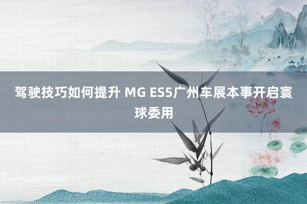 驾驶技巧如何提升 MG ES5广州车展本事开启寰球委用