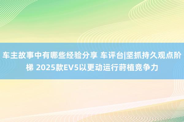 车主故事中有哪些经验分享 车评台|坚抓持久观点阶梯 2025款EV5以更动运行莳植竞争力