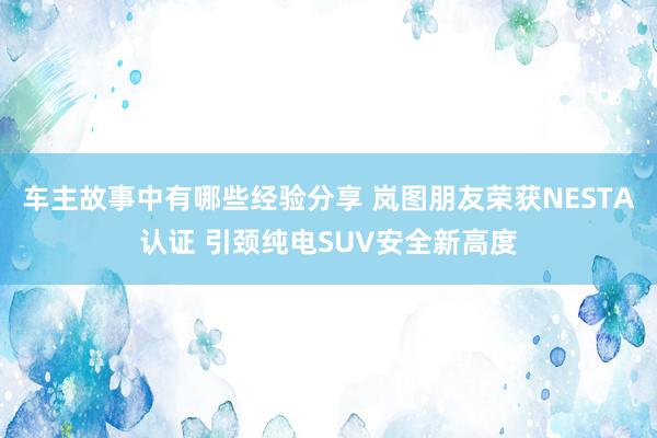 车主故事中有哪些经验分享 岚图朋友荣获NESTA认证 引颈纯