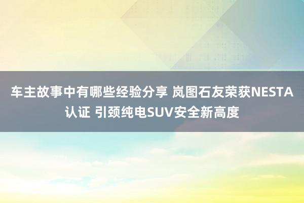 车主故事中有哪些经验分享 岚图石友荣获NESTA认证 引颈纯电SUV安全新高度