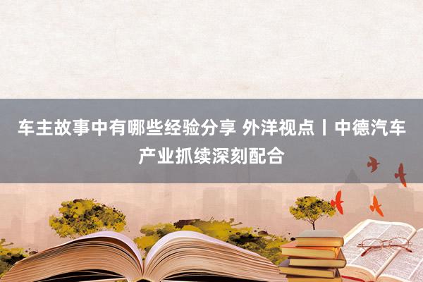 车主故事中有哪些经验分享 外洋视点丨中德汽车产业抓续深刻配合