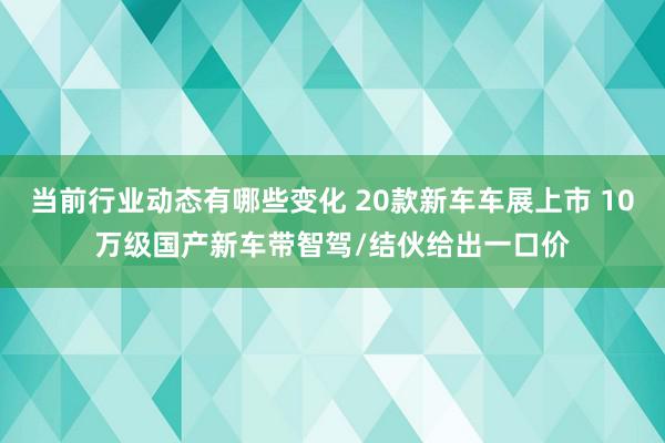 当前行业动态有哪些变化 20款新车车展上市 10万级国产新车带智驾/结伙给出一口价