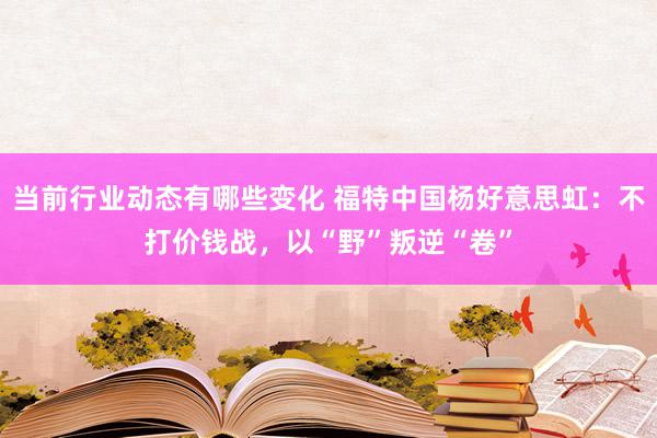 当前行业动态有哪些变化 福特中国杨好意思虹：不打价钱战，以“野”叛逆“卷”