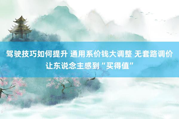 驾驶技巧如何提升 通用系价钱大调整 无套路调价让东说念主感到“买得值”