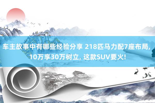 车主故事中有哪些经验分享 218匹马力配7座布局, 10万享