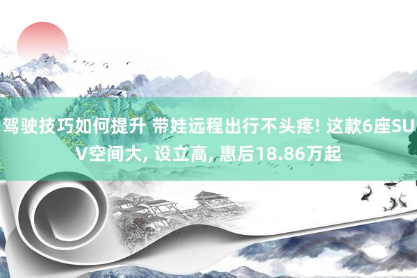 驾驶技巧如何提升 带娃远程出行不头疼! 这款6座SUV空间大, 设立高, 惠后18.86万起