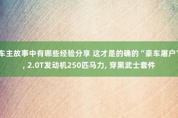 车主故事中有哪些经验分享 这才是的确的“豪车屠户”, 2.0T发动机250匹马力, 穿黑武士套件