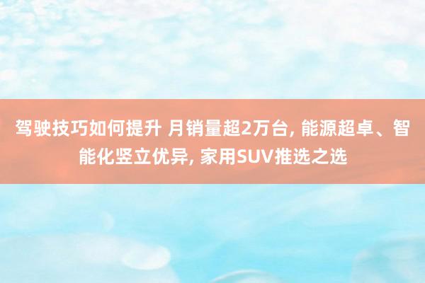 驾驶技巧如何提升 月销量超2万台, 能源超卓、智能化竖立优异