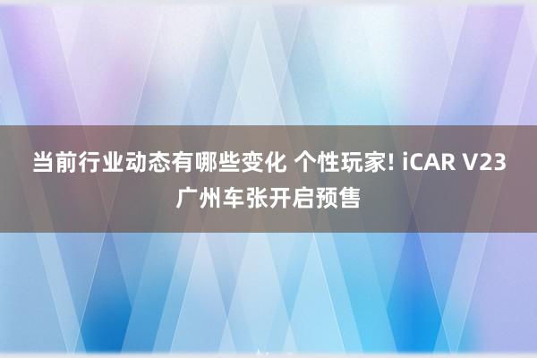 当前行业动态有哪些变化 个性玩家! iCAR V23广州车张开启预售