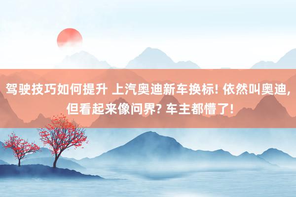 驾驶技巧如何提升 上汽奥迪新车换标! 依然叫奥迪, 但看起来像问界? 车主都懵了!