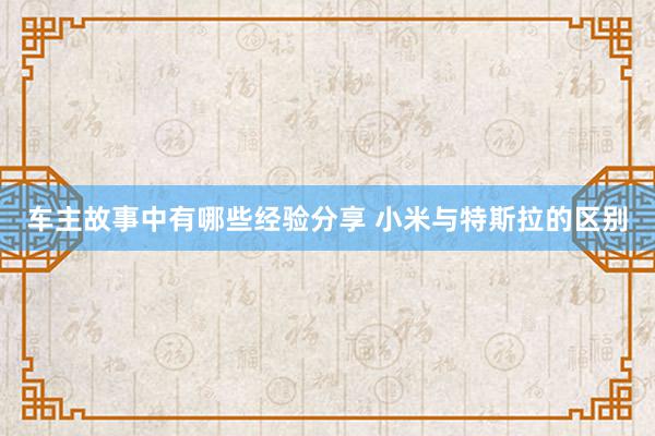 车主故事中有哪些经验分享 小米与特斯拉的区别