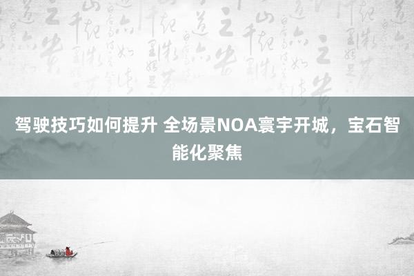 驾驶技巧如何提升 全场景NOA寰宇开城，宝石智能化聚焦