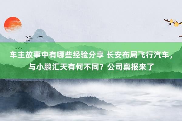 车主故事中有哪些经验分享 长安布局飞行汽车，与小鹏汇天有何不