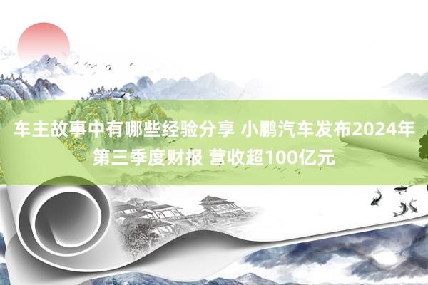 车主故事中有哪些经验分享 小鹏汽车发布2024年第三季度财报 营收超100亿元