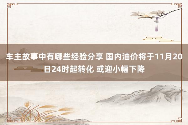 车主故事中有哪些经验分享 国内油价将于11月20日24时起转化 或迎小幅下降