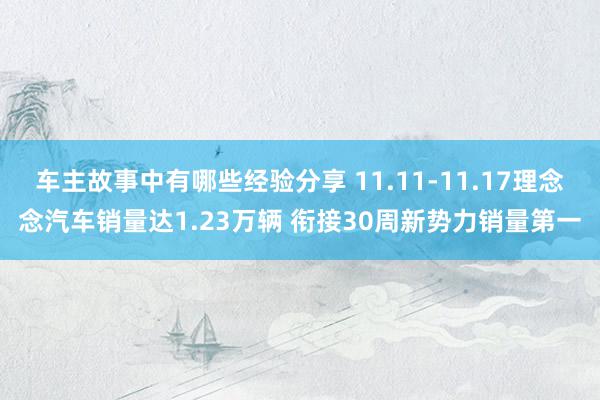 车主故事中有哪些经验分享 11.11-11.17理念念汽车销量达1.23万辆 衔接30周新势力销量第一