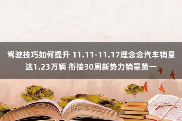 驾驶技巧如何提升 11.11-11.17理念念汽车销量达1.23万辆 衔接30周新势力销量第一