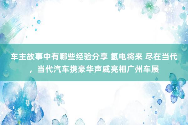 车主故事中有哪些经验分享 氢电将来 尽在当代，当代汽车携豪华