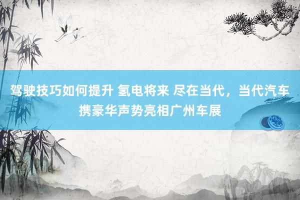 驾驶技巧如何提升 氢电将来 尽在当代，当代汽车携豪华声势亮相