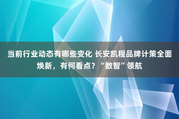 当前行业动态有哪些变化 长安凯程品牌计策全面焕新，有何看点？