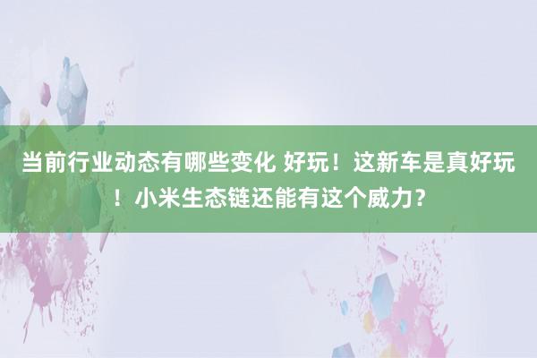 当前行业动态有哪些变化 好玩！这新车是真好玩！小米生态链还能有这个威力？