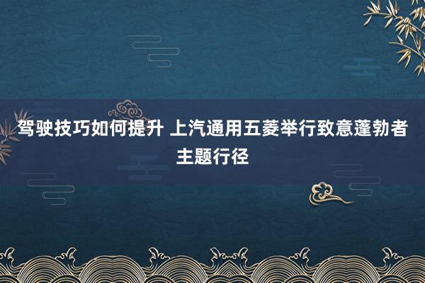 驾驶技巧如何提升 上汽通用五菱举行致意蓬勃者主题行径